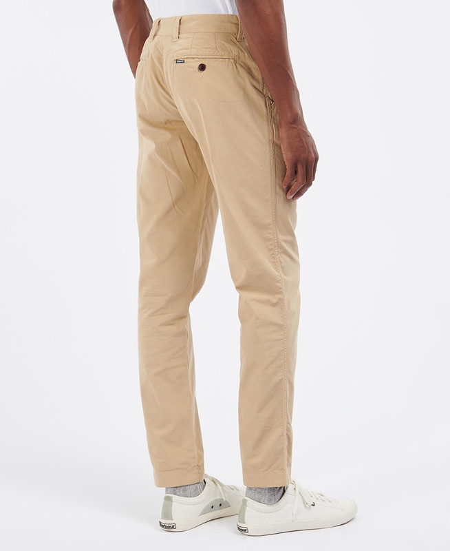 Men's Barbour Glendale Chino Pants Beige | IGMBCR-954