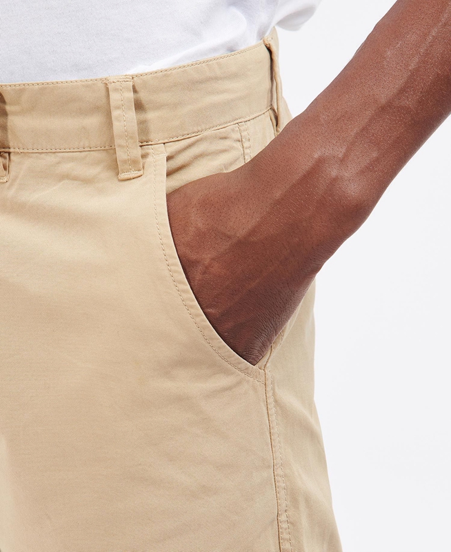 Men's Barbour Glendale Chino Pants Beige | IGMBCR-954