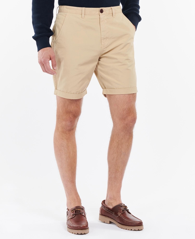 Men\'s Barbour Glendale Short Pants Beige | ACJXNB-924