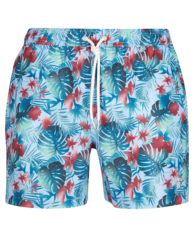 Men's Barbour Hawaiian Print Swim Pants Blue | GDBQKL-326