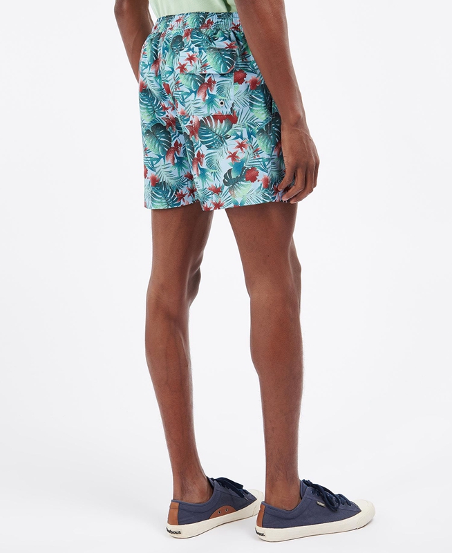 Men's Barbour Hawaiian Print Swim Pants Blue | GDBQKL-326