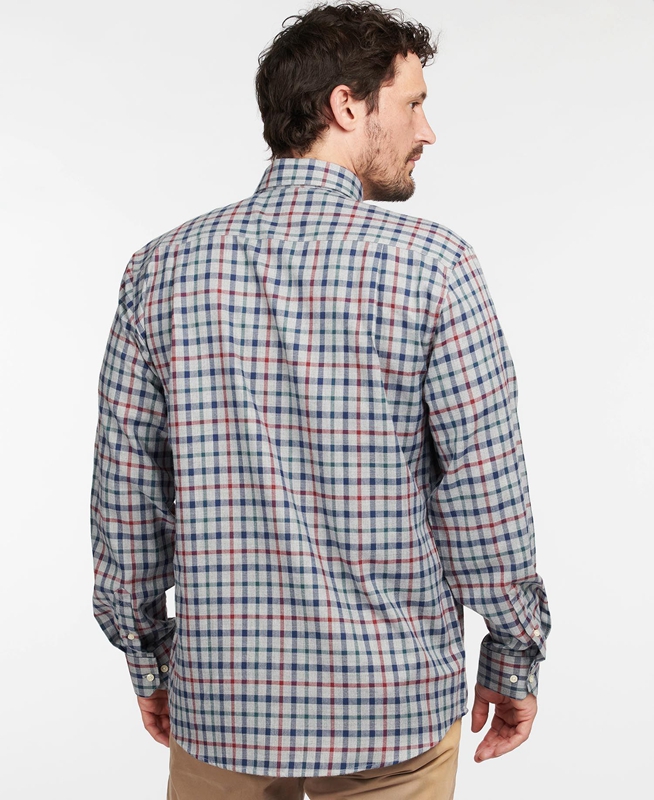 Men's Barbour Hemd Coll Thermo Shirts Grey | JQYUIW-584