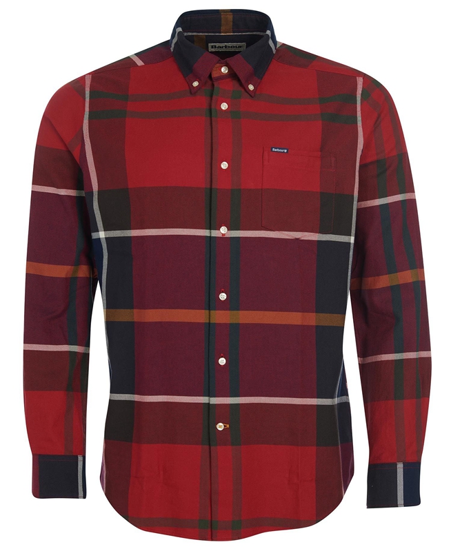 Men's Barbour Hemd Dunoon Taillored Shirts Red | NTGOPV-286