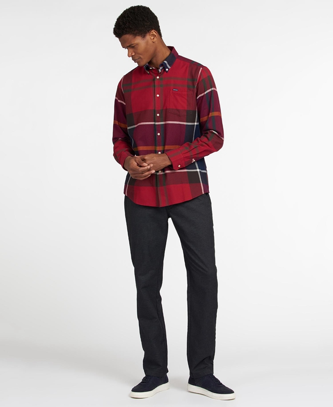 Men's Barbour Hemd Dunoon Taillored Shirts Red | NTGOPV-286