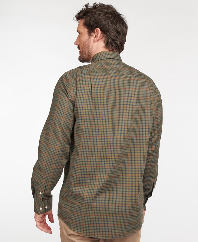 Men's Barbour Hemd Henderson Thermo Weave Shirts Olive | ECHUVB-962