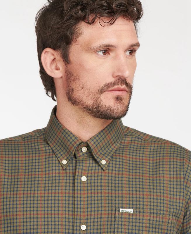 Men's Barbour Hemd Henderson Thermo Weave Shirts Olive | ECHUVB-962