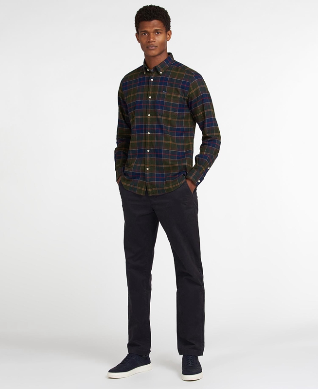 Men's Barbour Hemd Kyeloch Tailored Shirts Olive | FRAKYM-810