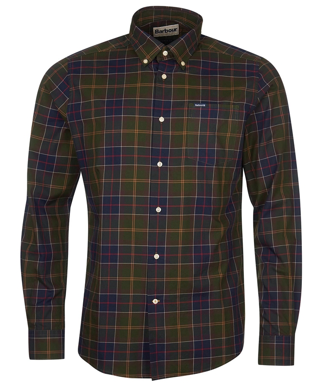 Men's Barbour Hemd Wetheram Tailored Shirts Olive | MRDZVX-148