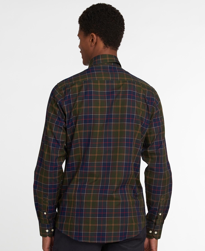 Men's Barbour Hemd Wetheram Tailored Shirts Olive | MRDZVX-148