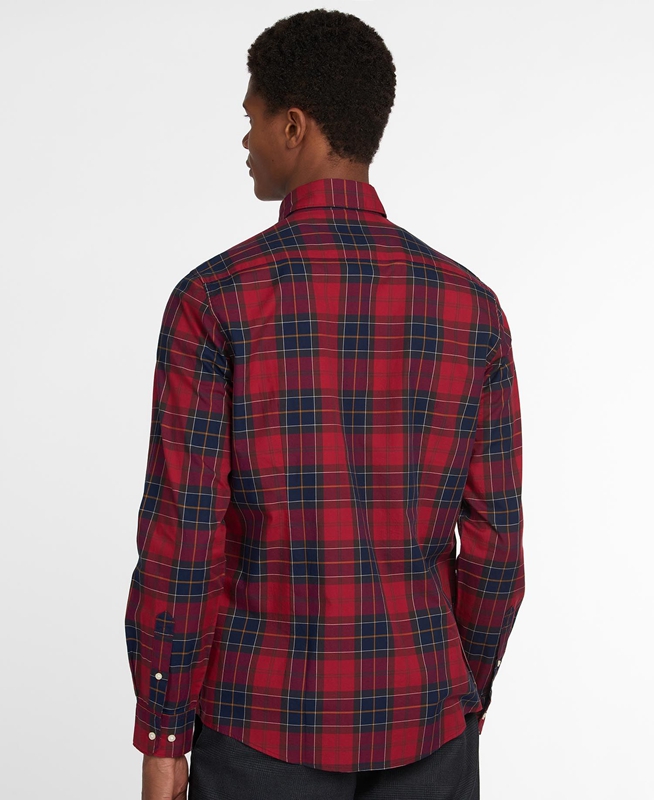 Men's Barbour Hemd Wetheram Tailored Shirts Red | QXITON-369