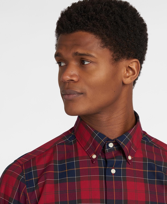 Men's Barbour Hemd Wetheram Tailored Shirts Red | QXITON-369