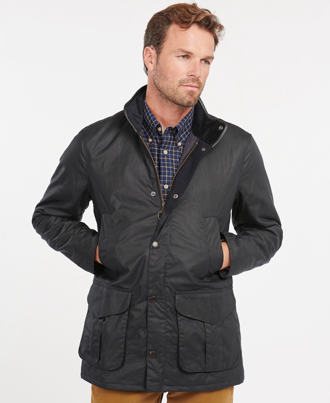 Men\'s Barbour Hereford Waxed Jackets Blue | VAEZUL-846