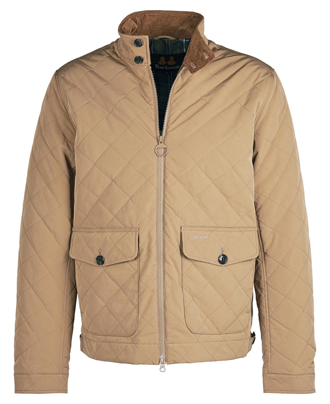 Men's Barbour Hitchen Quilted Jackets Beige | QSYHUP-145