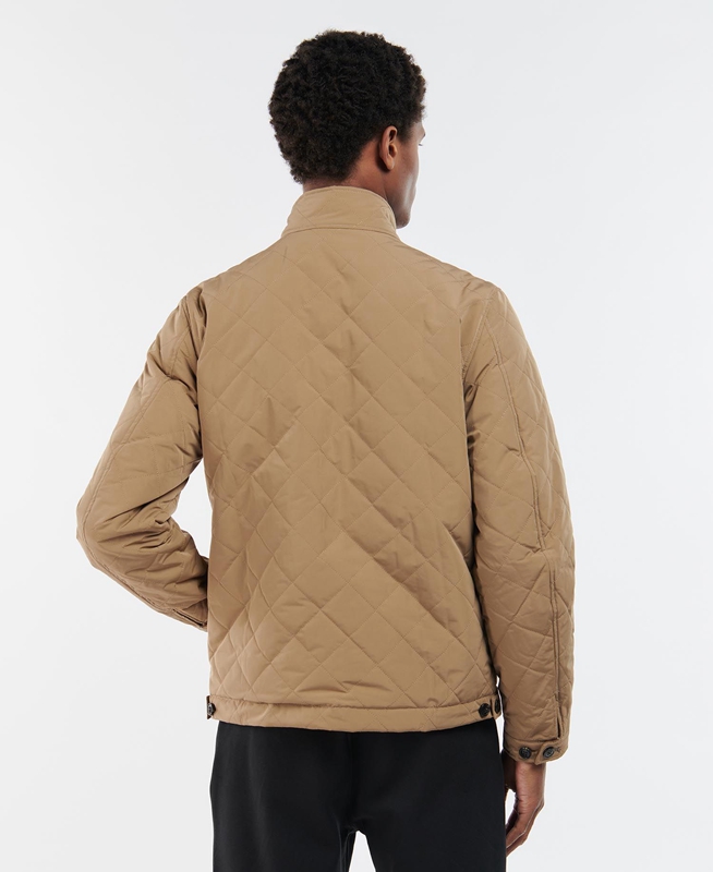 Men's Barbour Hitchen Quilted Jackets Beige | QSYHUP-145