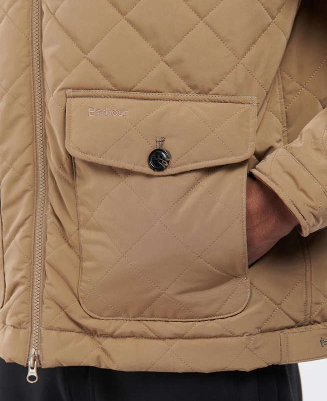 Men's Barbour Hitchen Quilted Jackets Beige | QSYHUP-145