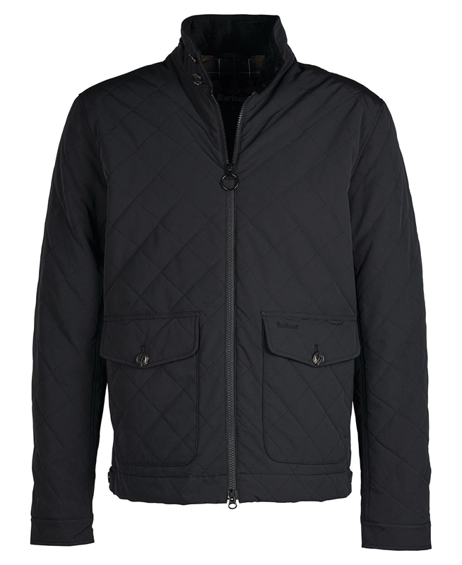 Men's Barbour Hitchen Quilted Jackets Black | JHOPNA-710