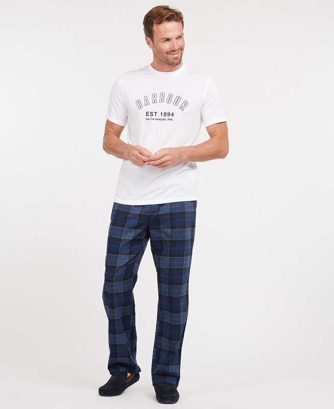 Men's Barbour Hose Glenn Tartan Pants Navy | SFRUJL-082