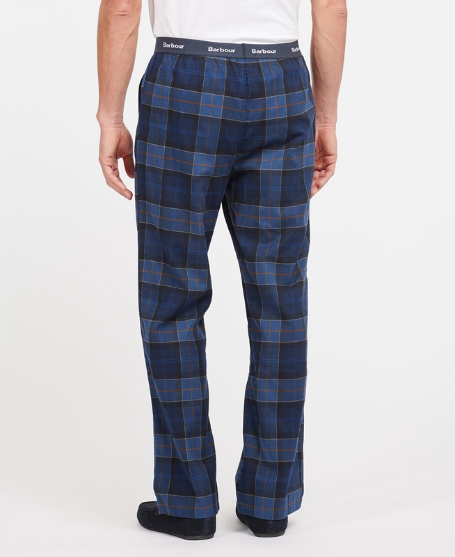 Men's Barbour Hose Glenn Tartan Pants Navy | SFRUJL-082