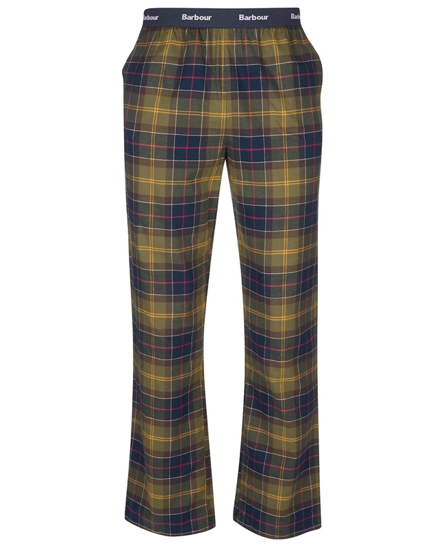 Men's Barbour Hose Glenn Tartan Pants Olive | JRYUIQ-298