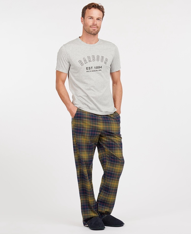 Men's Barbour Hose Glenn Tartan Pants Olive | JRYUIQ-298