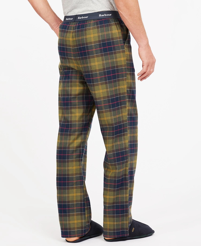 Men's Barbour Hose Glenn Tartan Pants Olive | JRYUIQ-298