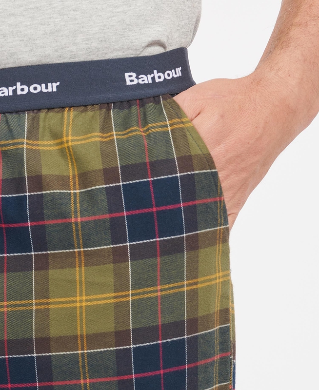 Men's Barbour Hose Glenn Tartan Pants Olive | JRYUIQ-298