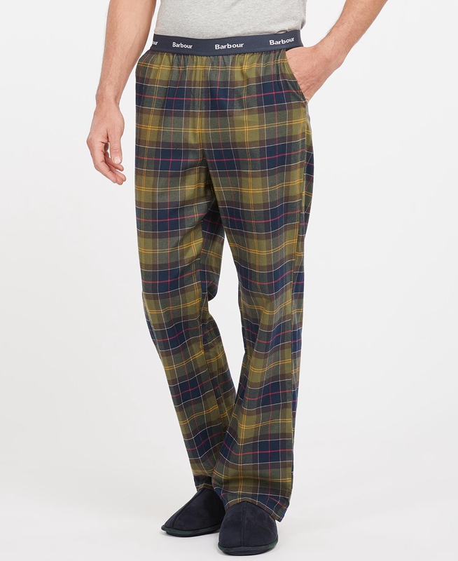 Men\'s Barbour Hose Glenn Tartan Pants Olive | JRYUIQ-298