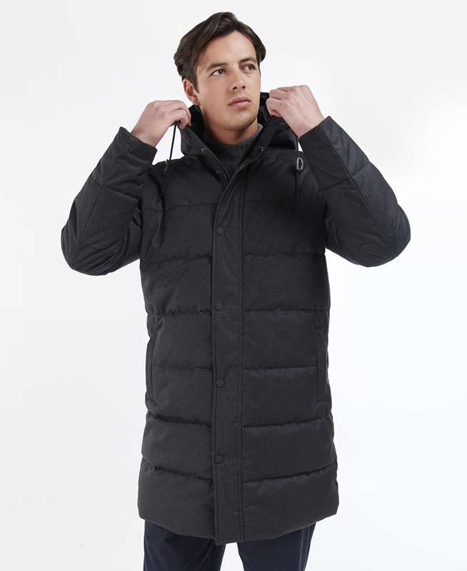 Men\'s Barbour Hoxley Baffle Quilted Jackets Black | FJUQAZ-485