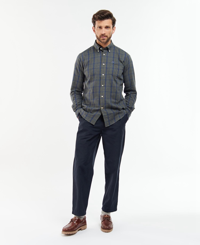 Men's Barbour Inverbeg Tailored Shirts Grey | JBVZTY-291