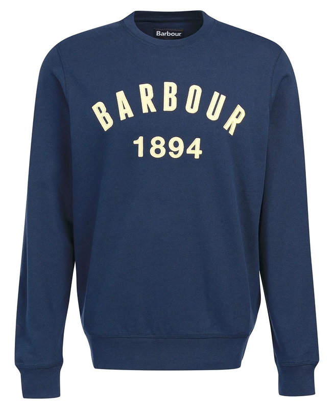 Men's Barbour John Crew Sweatshirts Navy | SLJAOI-017