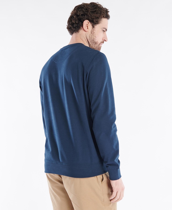 Men's Barbour John Crew Sweatshirts Navy | SLJAOI-017