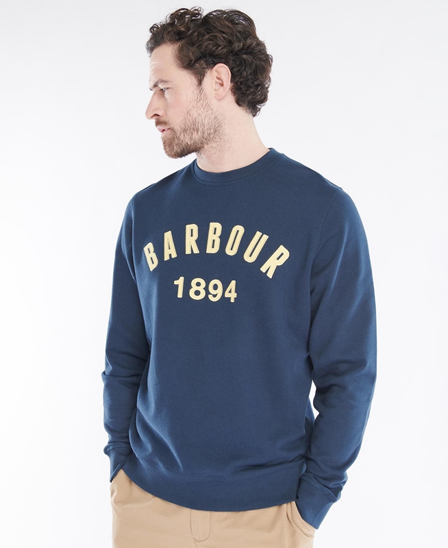 Men's Barbour John Crew Sweatshirts Navy | SLJAOI-017