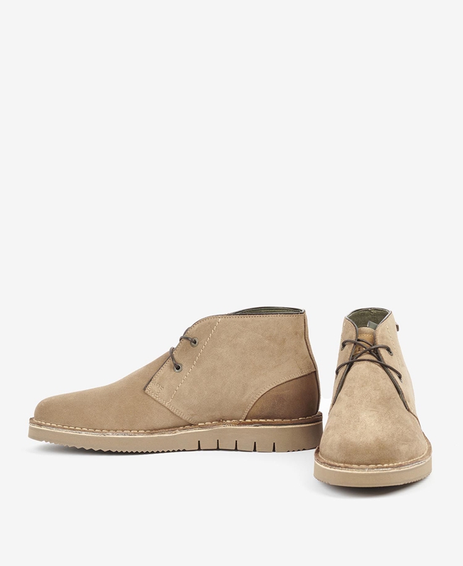 Men's Barbour Kent Desert Boots Khaki | FTHKDQ-024