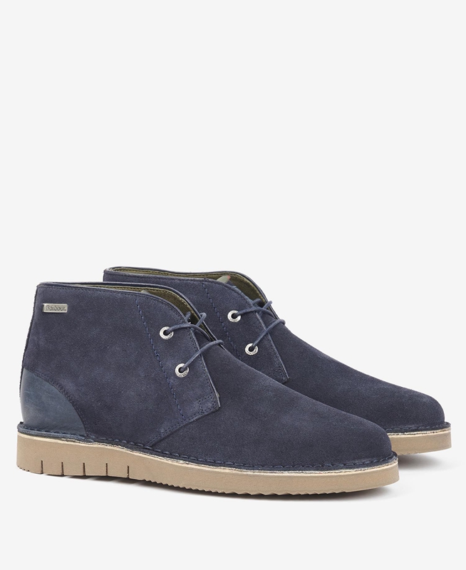 Men's Barbour Kent Desert Boots Navy | KMZLFG-207