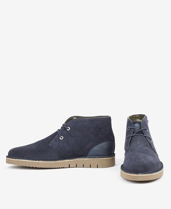 Men's Barbour Kent Desert Boots Navy | KMZLFG-207