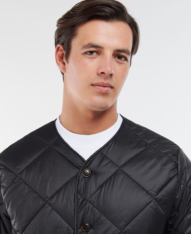 Men's Barbour Liddesdale Cardigan Quilted Jackets Black | PCQVBM-590