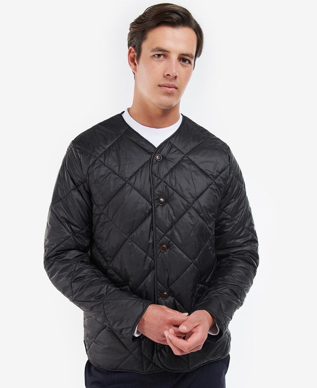 Men\'s Barbour Liddesdale Cardigan Quilted Jackets Black | PCQVBM-590