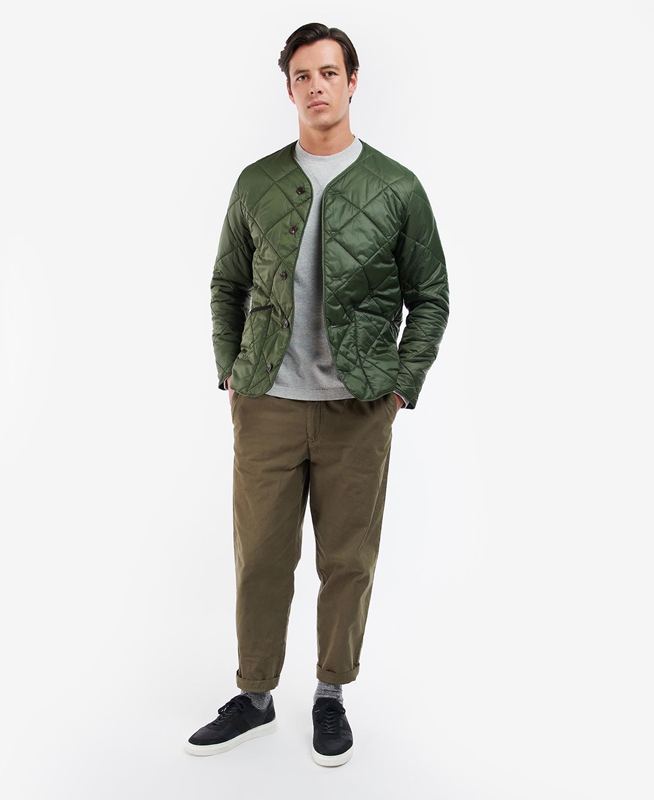 Men's Barbour Liddesdale Cardigan Quilted Jackets Olive | PXDFMW-562