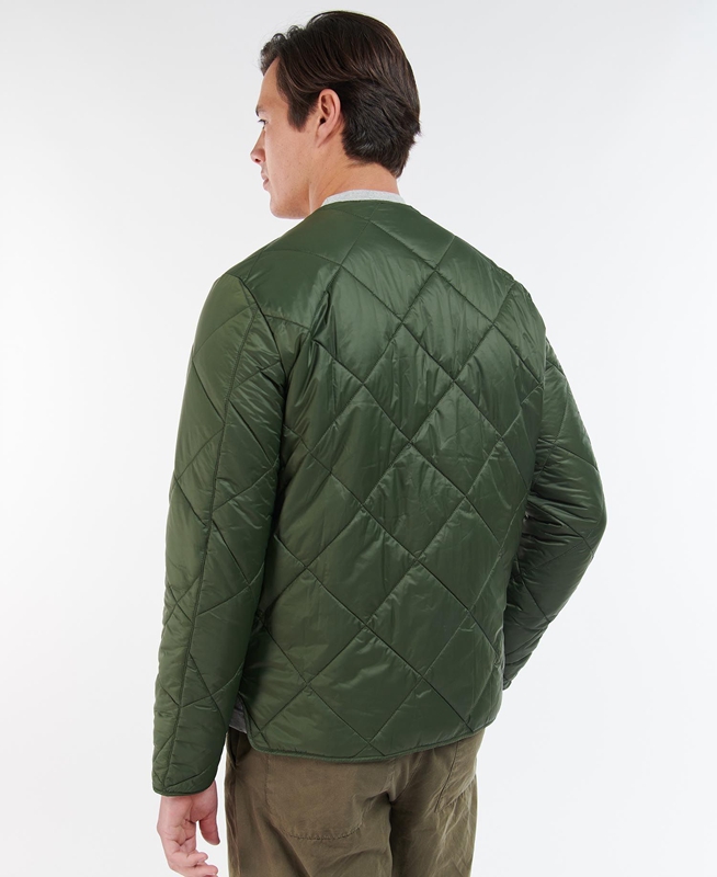 Men's Barbour Liddesdale Cardigan Quilted Jackets Olive | PXDFMW-562