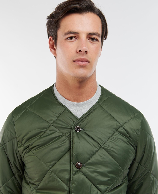 Men's Barbour Liddesdale Cardigan Quilted Jackets Olive | PXDFMW-562