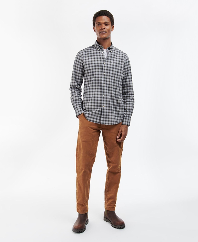 Men's Barbour Lomond Tailored Shirts Olive | LASVEK-234