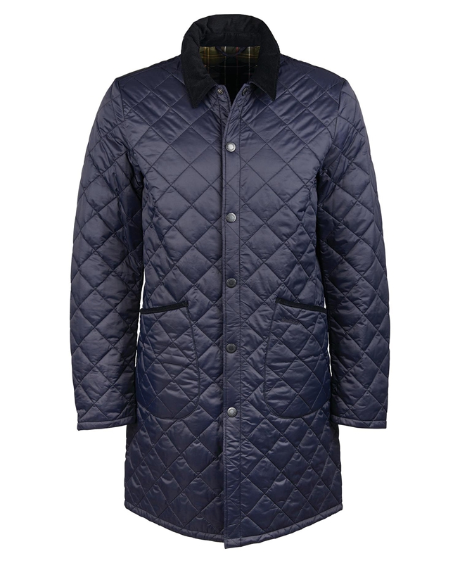 Men's Barbour Long Liddesdale Quilted Jackets Navy | NSFTIY-869