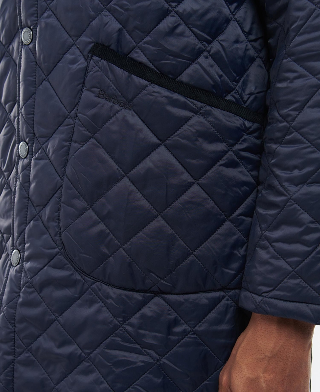 Men's Barbour Long Liddesdale Quilted Jackets Navy | NSFTIY-869