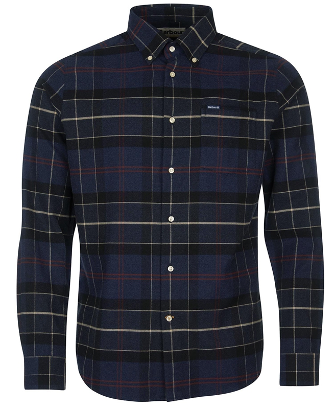 Men's Barbour Lutsleigh Shirts Navy | CQAXWJ-306