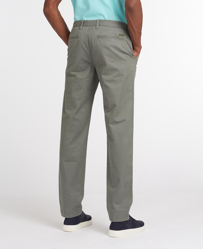 Men's Barbour Neuston Essential Chinos Pants Olive | FMSKZX-863