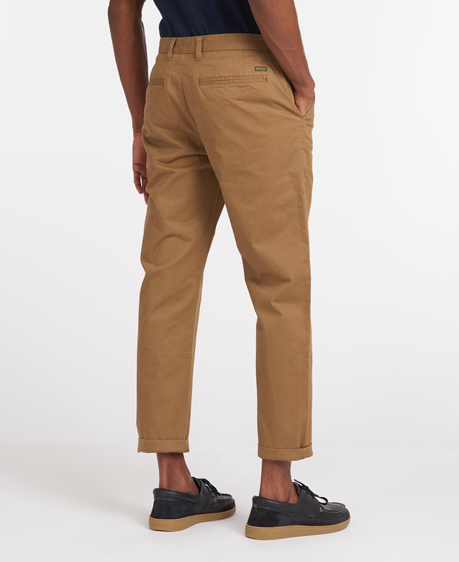 Men's Barbour Neuston Essential Chinos Pants Beige | UZHNQF-492