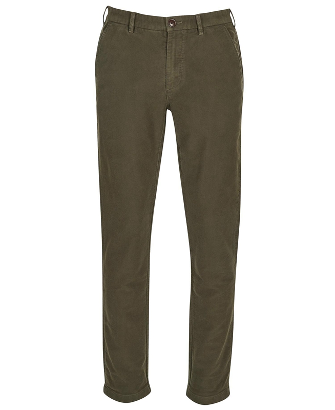 Men's Barbour Neuston Moleskin Trouser Pants Olive | PXLOYF-218