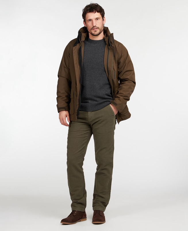 Men's Barbour Neuston Moleskin Trouser Pants Olive | PXLOYF-218