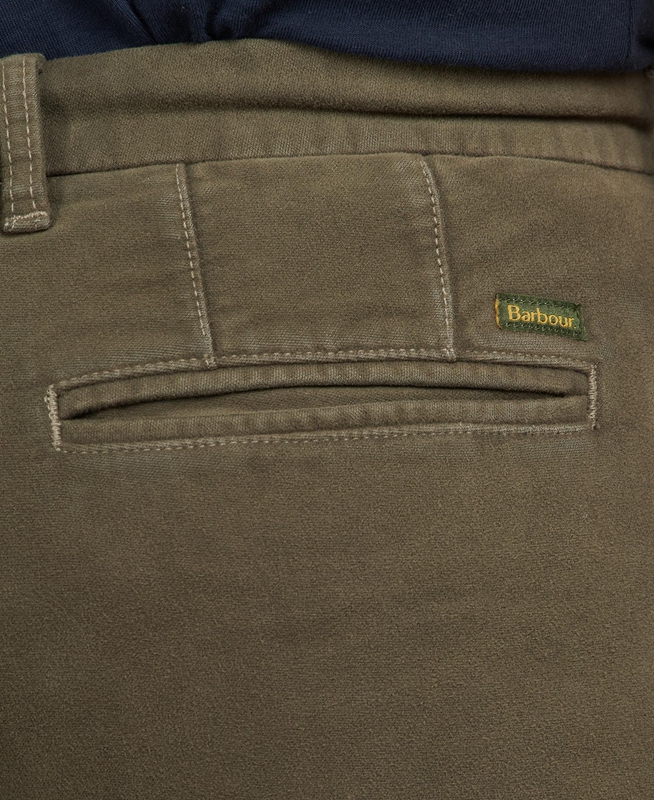 Men's Barbour Neuston Moleskin Trouser Pants Olive | PXLOYF-218