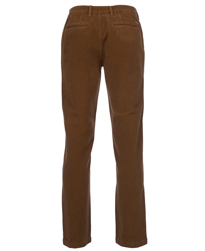 Men's Barbour Neuston Moleskin Trousers Pants Beige | KSWNJM-249